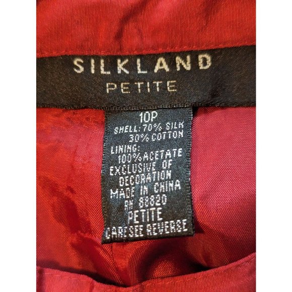 Silkland Red Silk/Cotton Lined Pants Embroidered Tropical Print Boho sz 10Petite - Picture 6 of 9